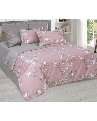 Yataq dəsti Артпостель Версалия, yorğan üzü 200x220 sm, mələfə 260x240 sm, yastıq üzü 50x70/70x70 sm, avro, mako-satin, boz/çəhrayı