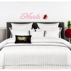 Комплект постельного белья Narlı 000417, пододеяльник 200x230 см, простыня 230x250 см, наволочка 50х70 см, евро, сатин, белый