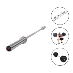 Гриф для штанги Gymnic F50 2334, железо, серебристый, 220 см, 15 кг