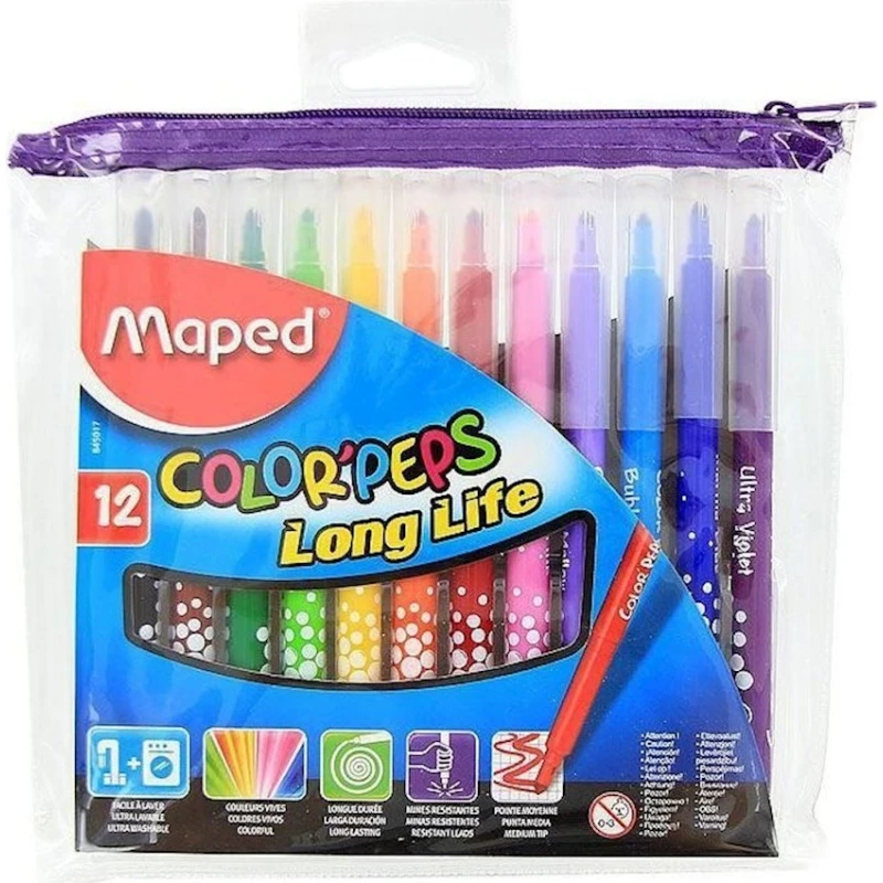 Набор фломастеров Maped Color Peps Long Life, 12 цветов Набор фломастеров Maped Color Peps Long Life, 12 цветов