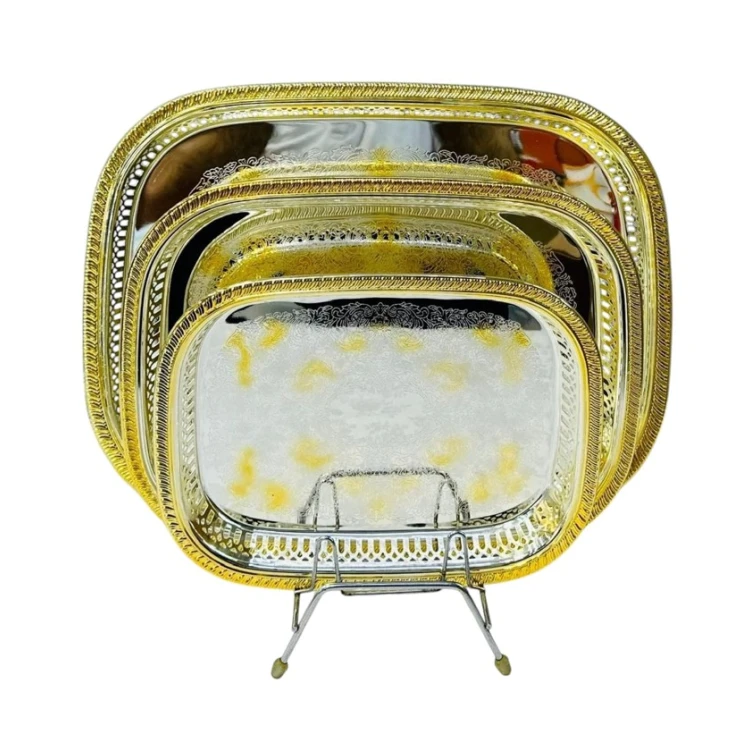 Набор подносов Sahara 00004431, серебристый/золотистый, 3 шт