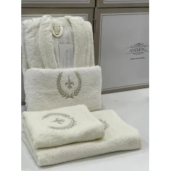 Банный набор MiraNova SF-793, хлопок, желтый, размер L/XL (банное полотенце + полотенце для лица + халат)