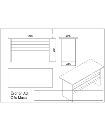 Kompüter masası Ev Plus 12116058, LDSP, 140x60x73 sm