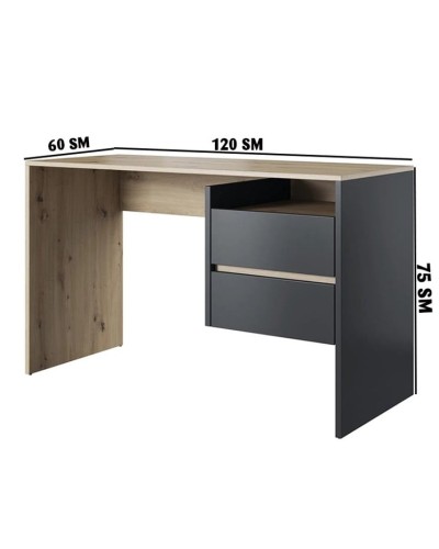 Yazı masası Ev Plus 12115871, LDSP, antrasit/qəhvəyi, 120x60x75 sm