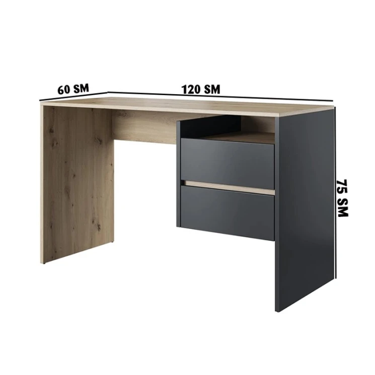 Письменный стол Ev Plus 12115871, ЛДСП, антрацит/коричневый, 120x60x75 см Письменный стол Ev Plus 12115871, ЛДСП, антрацит/коричневый, 120x60x75 см