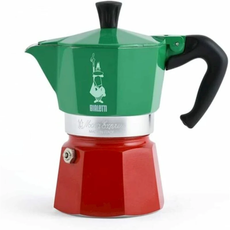 Кофеварка гейзерная Bialetti Moka Express Italia Collection зеленая/красная,, 3 чашки, 130 мл Кофеварка гейзерная Bialetti Moka Express Italia Collection зеленая/красная,, 3 чашки, 130 мл
