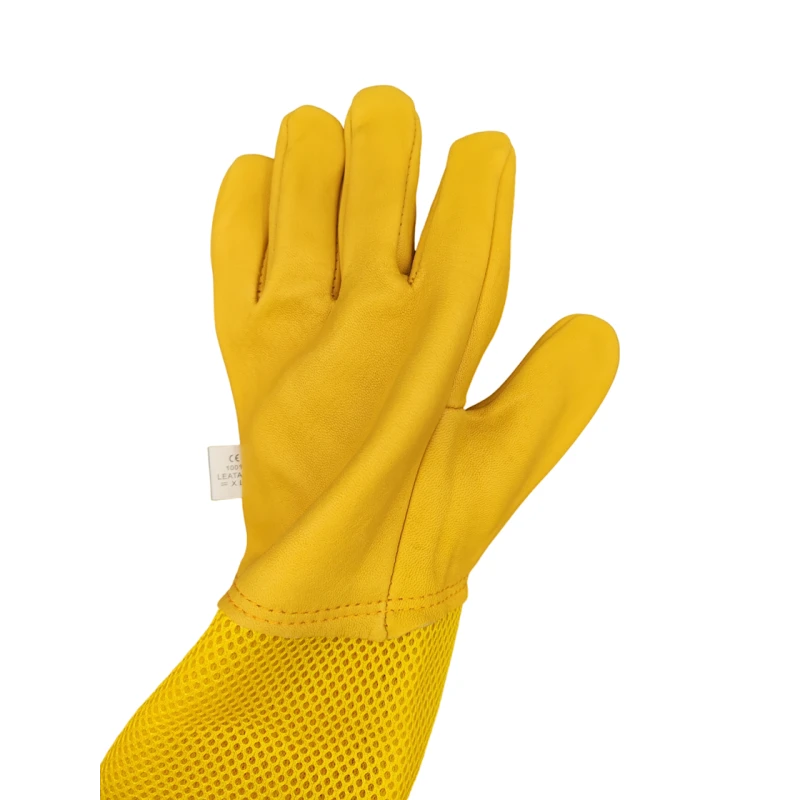 Перчатка пчеловода с кожаным чехлом Parrotias, размер XL, желтый/белый