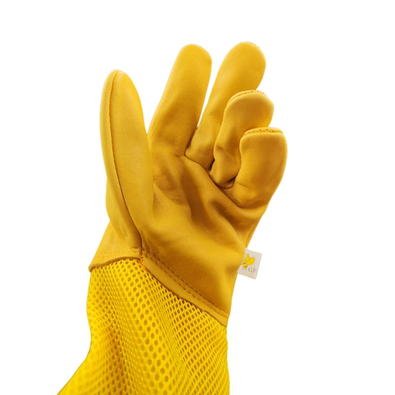 Перчатка пчеловода с кожаным чехлом Parrotias, размер XL, желтый/белый