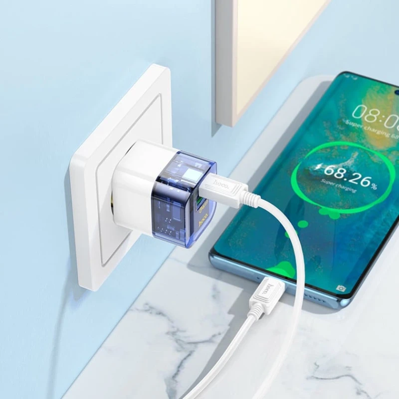 Şəbəkə enerji toplama cihazı Hoco C131A 30W, Ağ Şəbəkə enerji toplama cihazı Hoco C131A 30W, Ağ