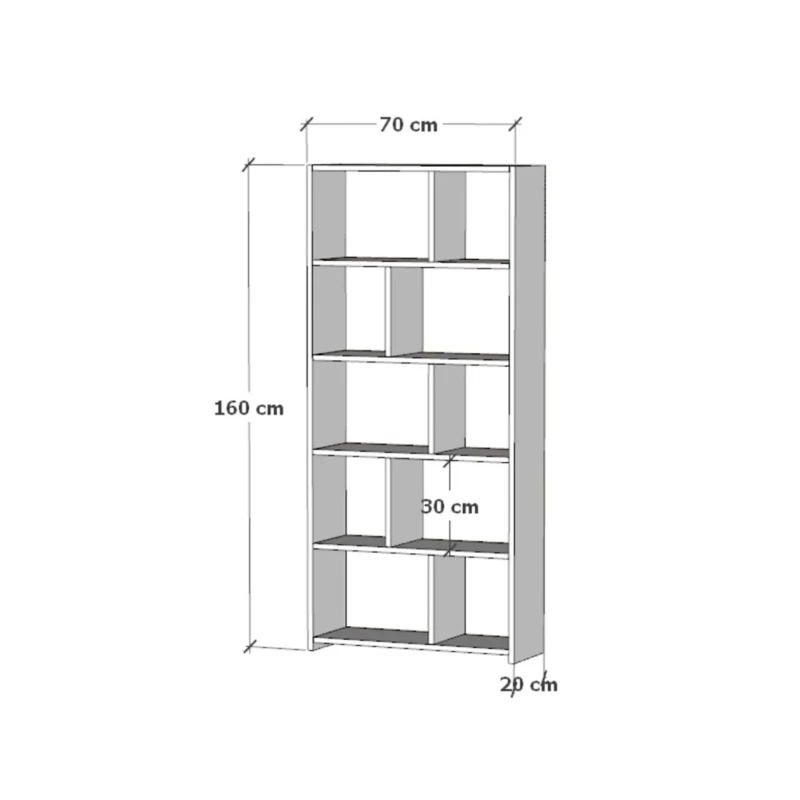 Стеллаж Ev Plus 12115591, ЛДСП, белый, 160x70x20 см