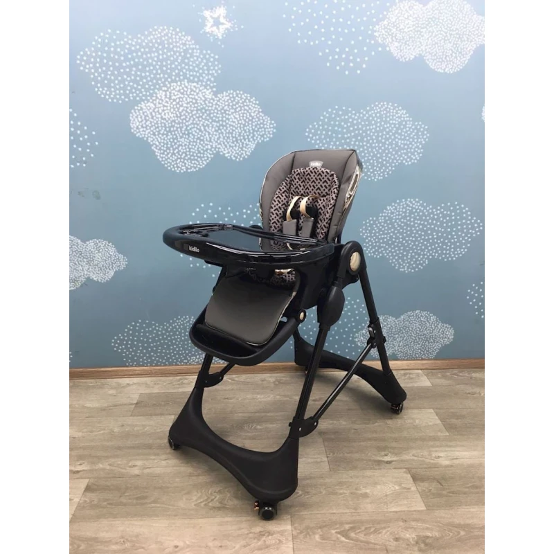 Стульчик для кормления Kidilo 609, черный/серый