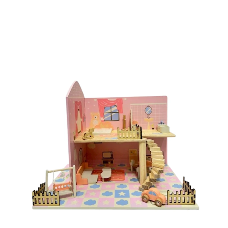 Дом для кукол MSN23033, 3+ года, дерево, розовый, 60x40x50 см Дом для кукол MSN23033, 3+ года, дерево, розовый, 60x40x50 см