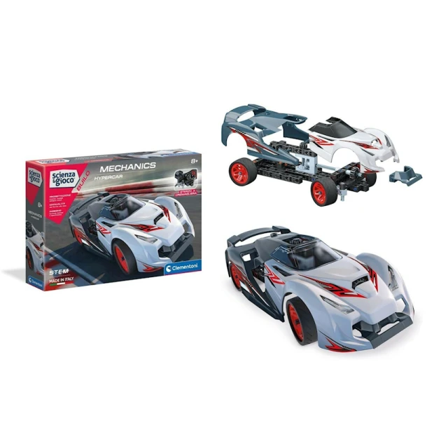 Сборная модель Clementoni 61513, Mechanics Hypercar, 100+ деталей, 8+ лет
