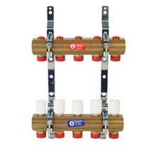 Kollektor qovşağı Giacomini R553ZY046, 1 düym, 3/4 düym çıxış, balanslaşdırma imkanı, pirinç - R553ZY046