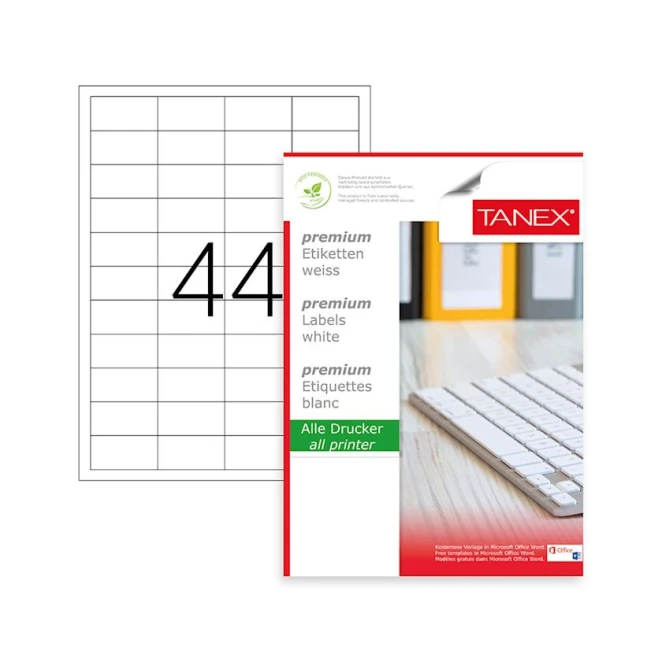 Этикетки самоклеющиеся Tanex TW-2044 48.5x25.4 мм Этикетки самоклеющиеся Tanex TW-2044 48.5x25.4 мм