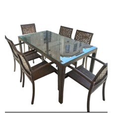 Bağ üçün mebel dəsti Zili Rattan ZR0080, qəhvəyi, stol 90х160 sm, stul 53х93 sm