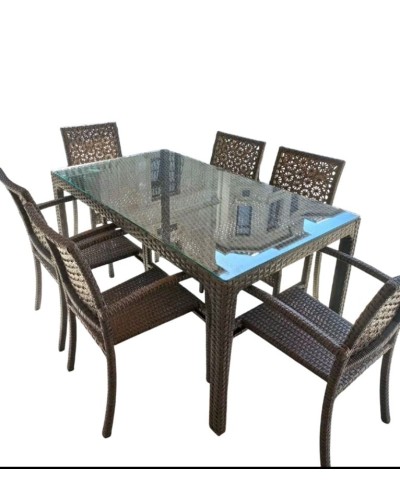 Bağ üçün mebel dəsti Zili Rattan ZR0080, qəhvəyi, stol 90х160 sm, stul 53х93 sm