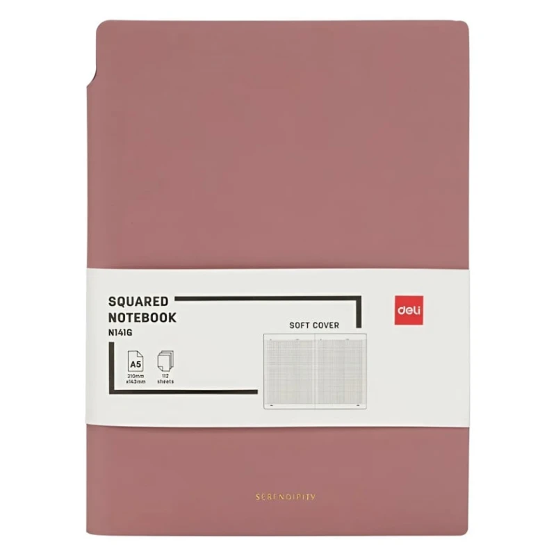 Блокнот Deli N141G, А5, 112 листов, розовый Блокнот Deli N141G, А5, 112 листов, розовый