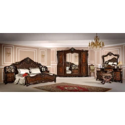 Набор мебели для спальни Era Mebel Djakonda, коричневый (шкаф 255x65x240 см, кровать 213x212x170 см, прикроватная тумба 58x48x69 см, комод 170x48x85 см, зеркало 129х119 см)