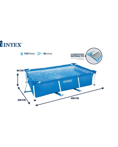 Hovuz karkaslı Intex Rectangular Frame H28225588273NP, 450x220x84 sm, 7127 l, göy