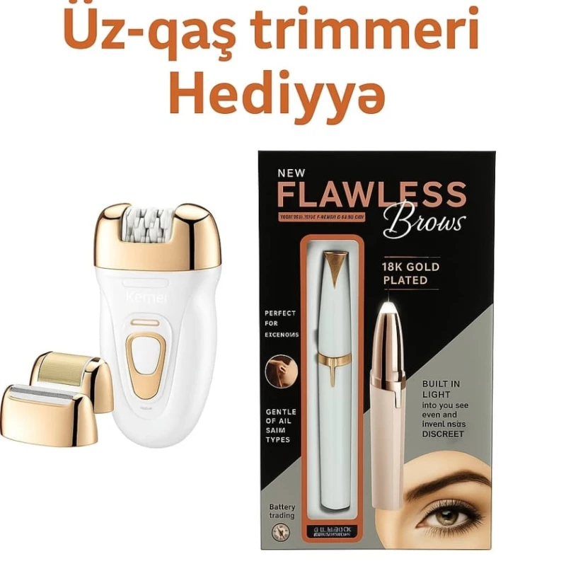 Epilyator Kemei 7102 + üz qaş trimmeri hədiyyə Epilyator Kemei 7102 + üz qaş trimmeri hədiyyə