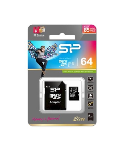 Yaddaş kartı Silicon Power MicroSDXC 64GB Silicon Power Class 10 Elite UHS-I + SD adapter