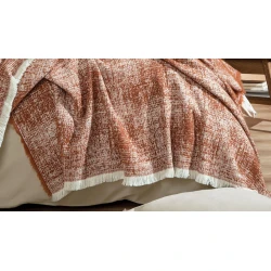 Плед Yataş Arwin, 140x190 см, односпальный, акрил, Kiremit/Ekru