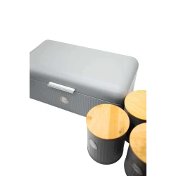 Набор Sarina WL-2267 (5465), хлебница с контейнерами для хранения 3 шт, нержавеющая сталь, серый