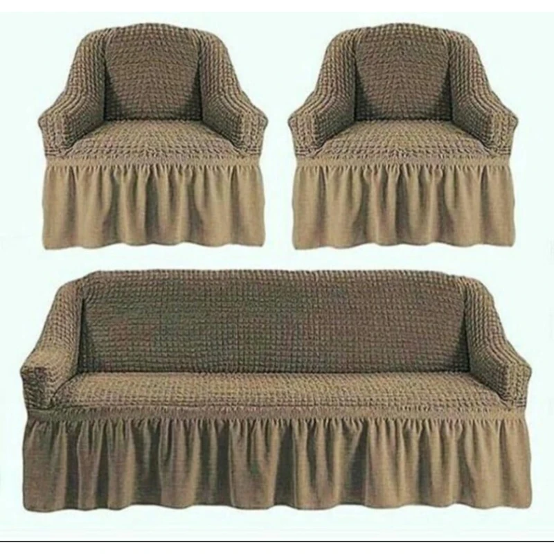 Комплект чехлов на диван и кресла MiraNova CTS-447, коричневый Комплект чехлов на диван и кресла MiraNova CTS-447, коричневый