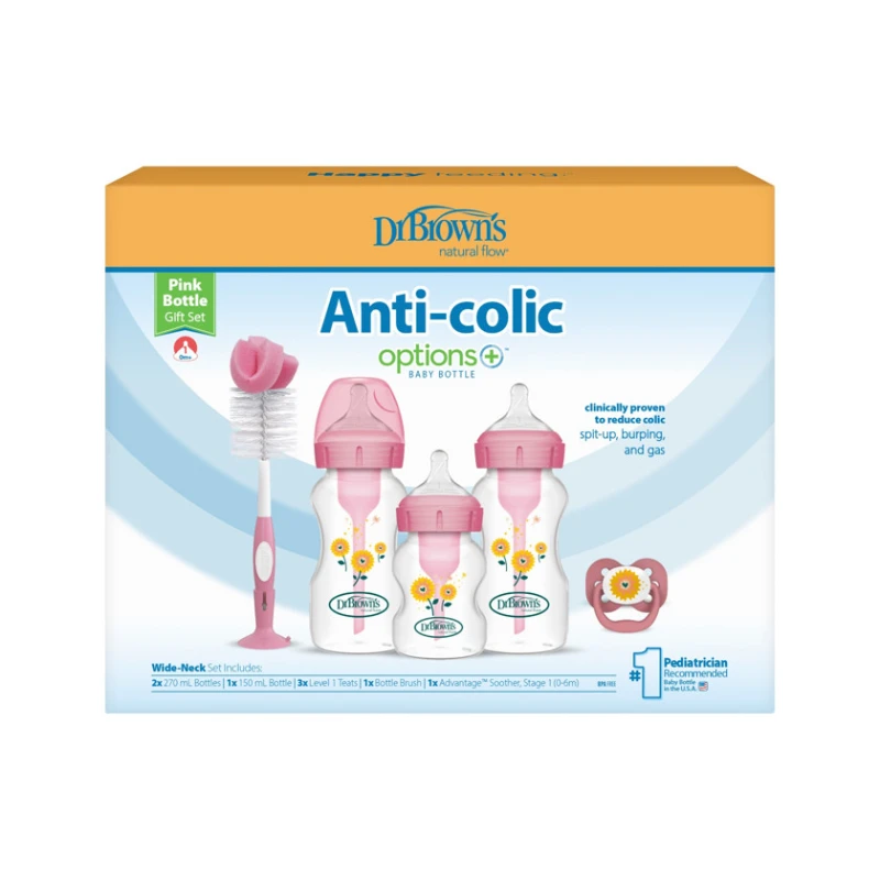Набор бутылочек для кормления Dr.Brown's Anti-Colic Options+, розовый, 0+ мес