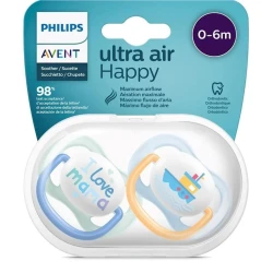 Набор пустышек Philips Avent Ultra air SCF080/01, 0+ мес, 2 шт Набор пустышек Philips Avent Ultra air SCF080/01, 0+ мес, 2 шт