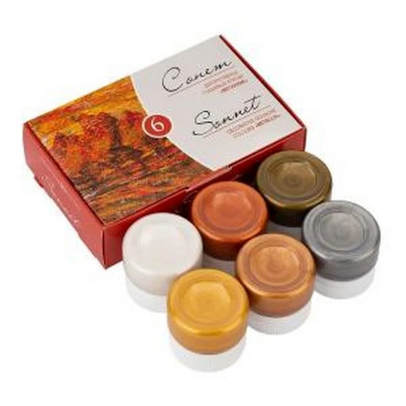 Набор гуаши Невская палитра Сонет, металлик, 6х20мл Набор гуаши Невская палитра Сонет, металлик, 6х20мл