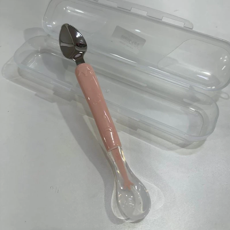 Детская ложка 2Q000001P, силикон, 22 см, розовая Детская ложка 2Q000001P, силикон, 22 см, розовая