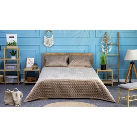 Набор с наволочками Pima Cotton SHA-00001244, 170x230 см, велюр, бежевое