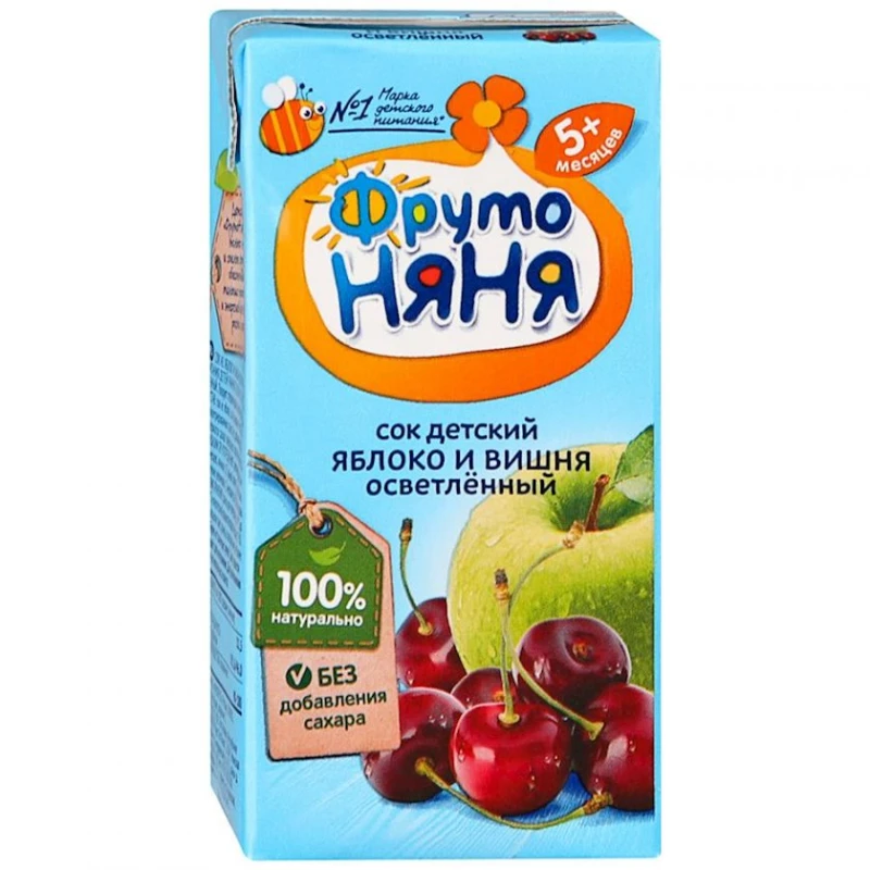 Uşaq şirəsi ФрутоНяня alma və albalı, açıq rəngdə, 5+ ay, 0.2 l Uşaq şirəsi ФрутоНяня alma və albalı, açıq rəngdə, 5+ ay, 0.2 l