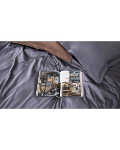 Yataq dəsti Askona Home Collection 1123, yorğan üzləri 200х220 sm, yastıq üzləri 50х70 sm, avro, satin, graphite, göy