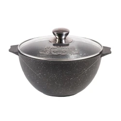 Кастрюля Мечта Гранит 45701, с ручками, со стеклянной крышкой, с антипригарным покрытием, 5л, 26см