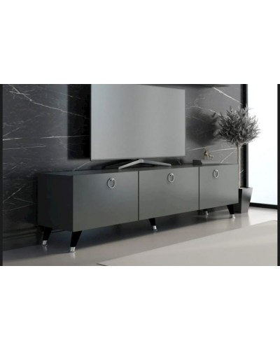 TV üçün tumba TV Stend 013, LDSP, qara, 180x55x33 sm