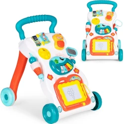 Musiqili yerimə arabası Lucario Baby ABC123-RAX, oturma və dayanma öyrənmə funksiyası ilə, musiqili fortepiano, rəsm lövhəsi və güzgü, interaktiv işıq və səs effektləri