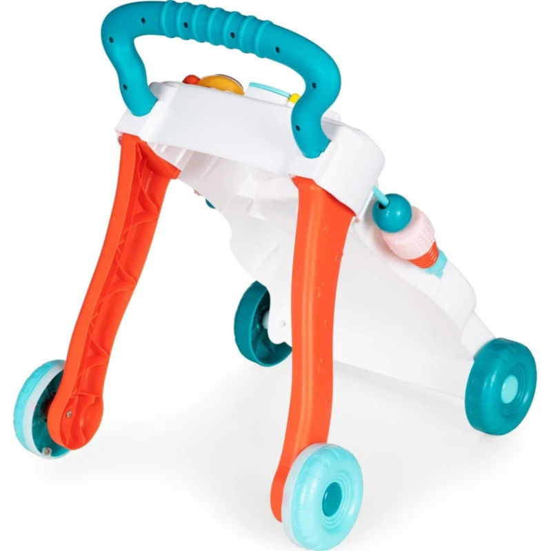 Музыкальные ходунки Lucario Baby ABC123-RAX, с функцией обучения сидению и стоянию, музыкальным пианино, доской для рисования и зеркалом, интерактивными световыми и звуковыми эффектами