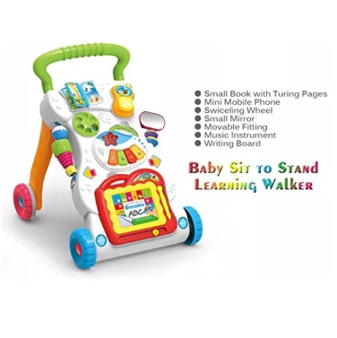 Музыкальные ходунки Lucario Baby ABC123-RAX, с функцией обучения сидению и стоянию, музыкальным пианино, доской для рисования и зеркалом, интерактивными световыми и звуковыми эффектами