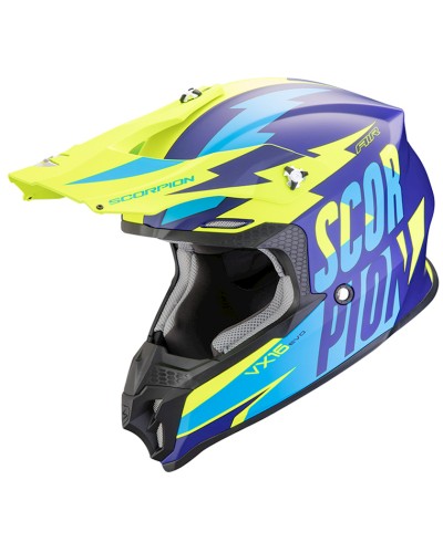Motosikl dəbilqəsi Scorpion VX-16 Evo Air Slanter Matt Blue/Neon/Yellow, ölçü XL