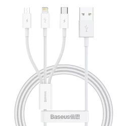 Кабель USB Baseus 3 in 1 USB to Lightning/Type-C/MicroUSB, белый