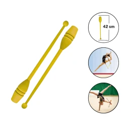 Булава для художественной гимнастики 1348 пластик, желтая, 45 см