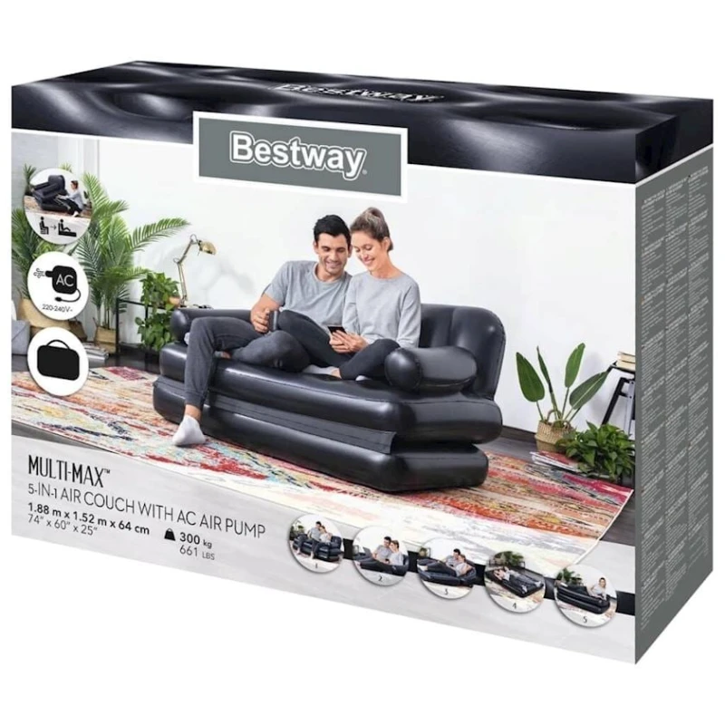 Надувной диван Bestway 74289411, черный, 188x152x64 см Надувной диван Bestway 74289411, черный, 188x152x64 см