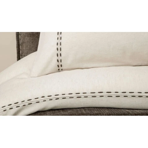 Комплект постельного белья Yataş King, пододеяльник 200х220 см, простыня 240х260 см, наволочка 50х70 см (2 шт), двуспальный, лен/хлопок, белый/коричневый Комплект постельного белья Yataş King, пододеяльник 200х220 см, простыня 240х260 см, наволочка 50х70 см (2 шт), двуспальный, лен/хлопок, белый/коричневый