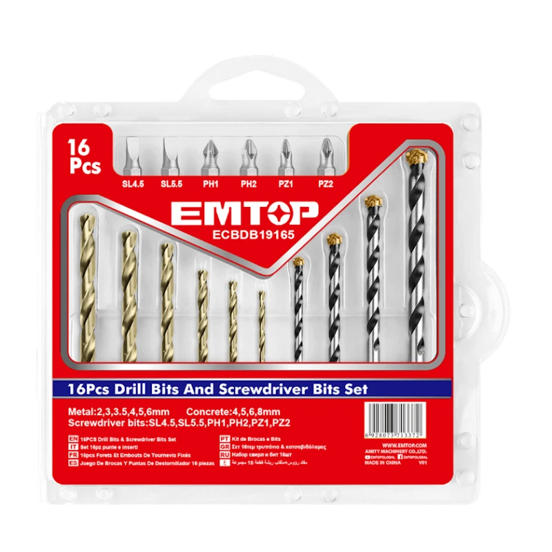 Наборы сверл и бит Emtop ECBDB19165, 16 шт Наборы сверл и бит Emtop ECBDB19165, 16 шт