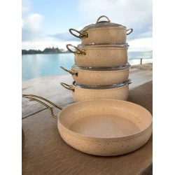 Набор кастрюль sweet-maxi 20/05, бежевый, 9 предметов
