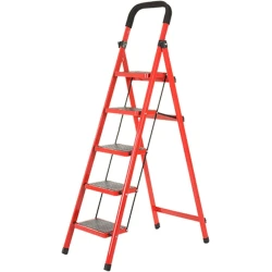 Nərdivan 140, metal/dəmir, qırmızı, 48x70x140/50x86x164 sm