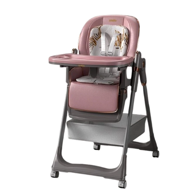 Стульчик для кормления Kidilo 8155, экокожа, розовый